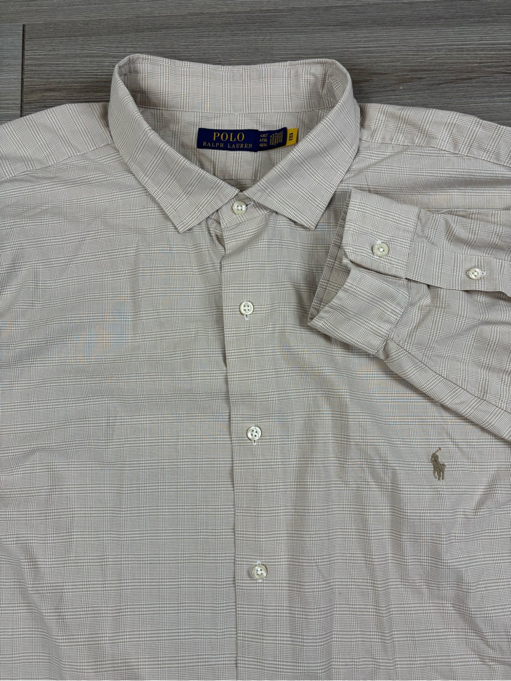 Polo by Ralph Lauren Light Beige Plaid Dress Shirt